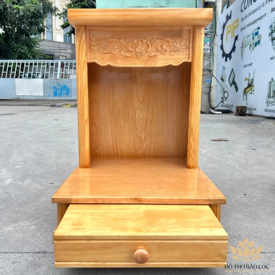 Bàn thờ thần tài ông địa gỗ Sồi ngang 48cm x cao 70cm