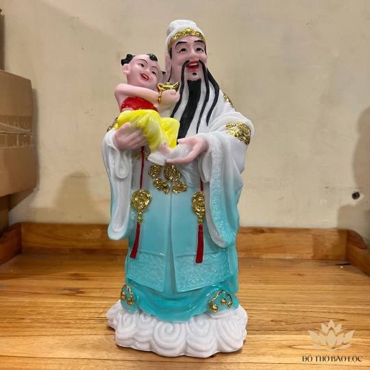 Tượng Phúc Lộc Thọ bằng đá Việt Nam cầu bình an tài lộc cao 36cm ( Bộ Tam Đa)