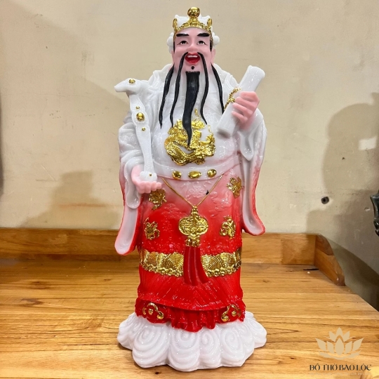 Tượng Phúc Lộc Thọ bằng đá Việt Nam cầu bình an tài lộc cao 36cm ( Bộ Tam Đa)