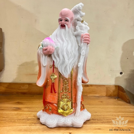 Tượng Phúc Lộc Thọ bằng đá Việt Nam cầu bình an tài lộc cao 36cm ( Bộ Tam Đa)