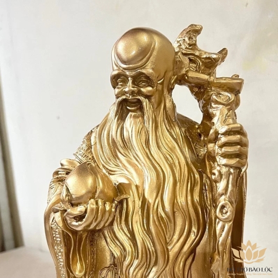 Tượng Phúc Lộc Thọ bằng bột đá màu đồng cầu bình an tài lộc cao 27cm