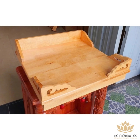Bàn thờ treo tường gỗ tràm bông vàng 35cm– vàng nhạt
