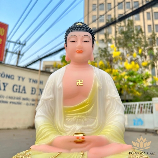 Tượng Phật A Di Đà bằng đá nhập khẩu cao cấp  cao 40cm – Màu trắng