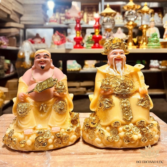 [6inch] Tượng Thần Tài Thổ Địa Bằng Đá Việt Nam Cao Cấp Đủ Màu (Đỏ, Trắng, Xanh, Vàng)- Cao 16cm