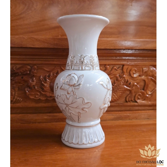 Bình bông sứ trắng bạch ngọc cao 23cm ngang 12cm
