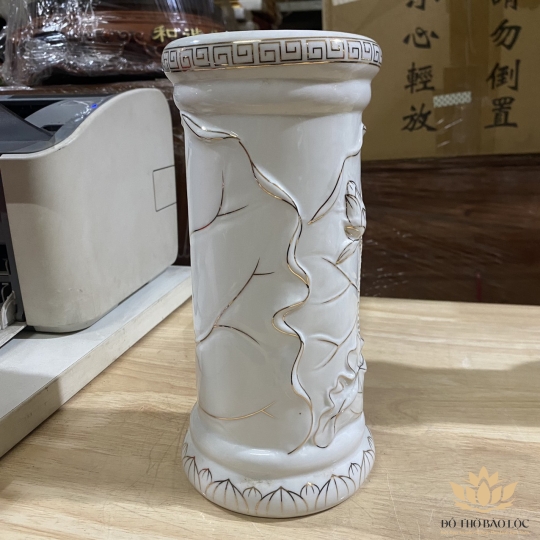 Ống nhang bạch ngọc sứ trắng cao cấp cao 25cm ngang 12,5cm