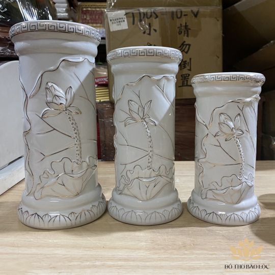 Ống nhang bạch ngọc sứ trắng cao cấp cao 22cm ngang 11cm