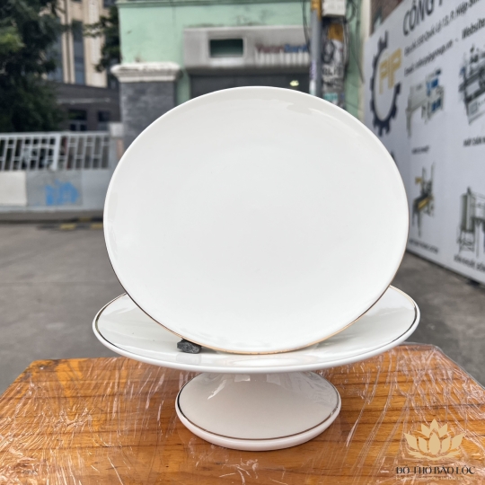 Đĩa sứ thờ họa tiết Đá Hoa Cương ngang 23cm cao 9cm – Trắng ( đĩa sứ)