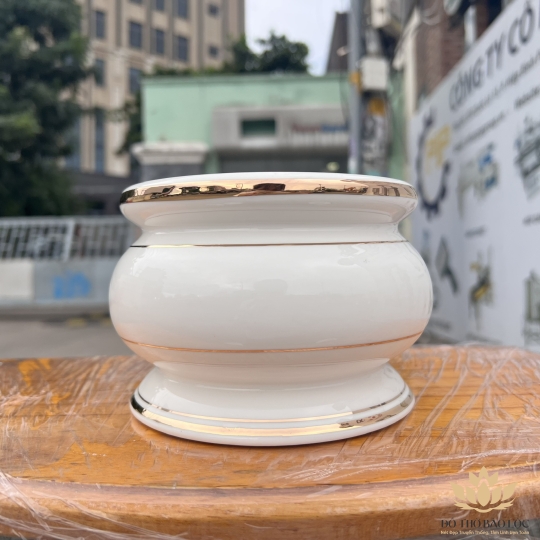 Bát nhang sứ họa tiết Đá Hoa Cương Cao 10cm Ngang 14.5cm - Màu Trắng