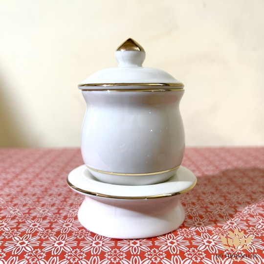 Hủ đựng muối gạo họa tiết Đá Hoa Cương cao 11cm ngang 9cm - Màu Trắng 