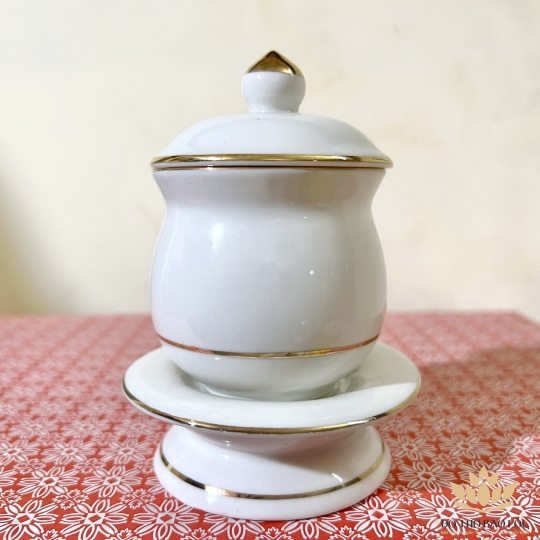 Hủ đựng muối gạo họa tiết Đá Hoa Cương cao 10cm ngang 7.5cm - Màu Trắng 