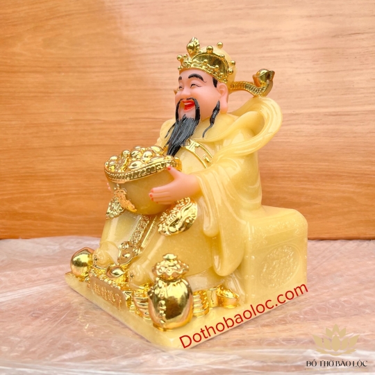 [ 12inch ] Tượng Thần Tiền Chiêu Tài Lộc mẫu Phú Quý hàng nhập khẩu cao 30 cm màu vàng thạch anh (1)
