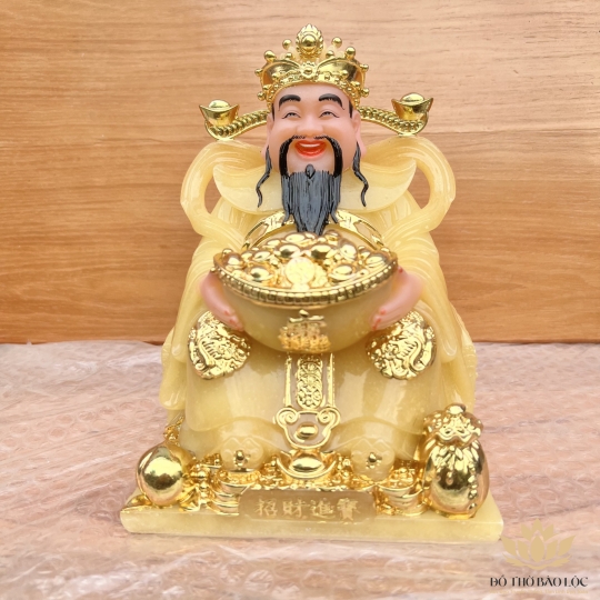 [ 12inch ] Tượng Thần Tiền Chiêu Tài Lộc mẫu Phú Quý hàng nhập khẩu cao 30 cm màu vàng thạch anh (1)