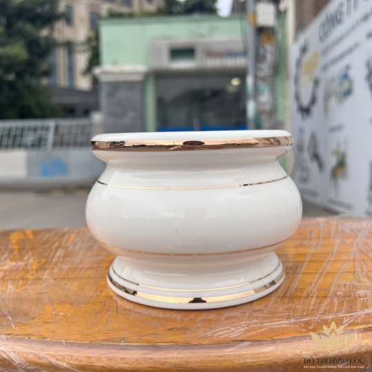 Bát nhang sứ họa tiết Đá Hoa Cương Cao 8cm Ngang 10cm - Màu Trắng