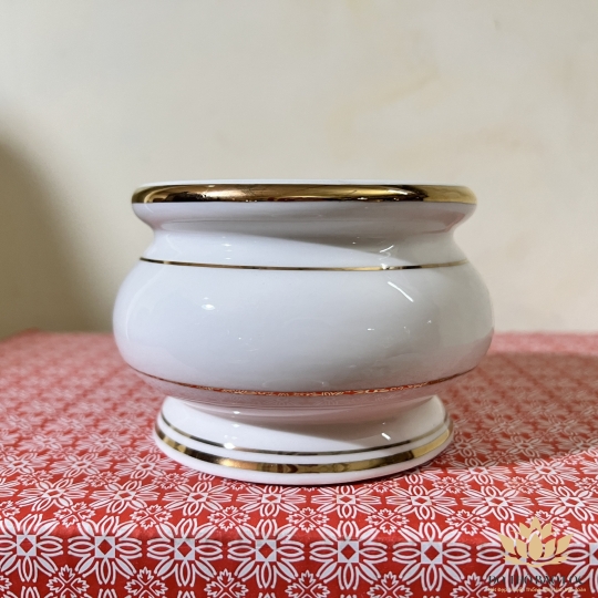 Bát nhang sứ họa tiết Đá Hoa Cương Cao 9cm Ngang 11cm - Màu Trắng