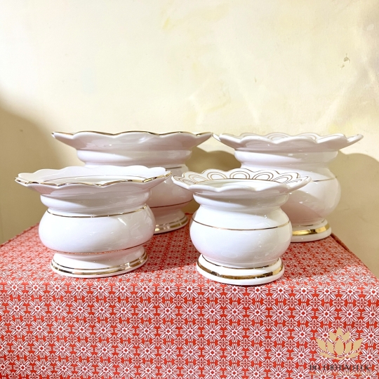 Bát nhang chắn tàn sứ họa tiết Đá Hoa Cương cao 13cm ngang 23cm bền và đẹp -  Màu Trắng