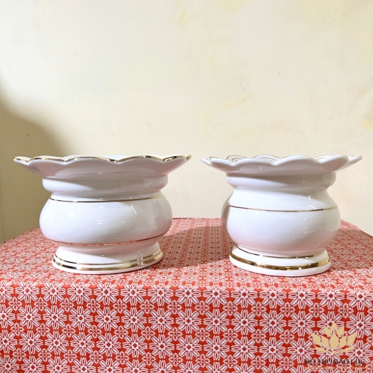 Bát nhang chắn tàn sứ họa tiết Đá Hoa Cương cao 13cm ngang 23cm bền và đẹp -  Màu Trắng