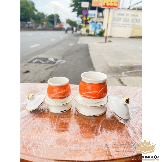 Hủ đựng muối gạo sứ Đá Hoa Cương cao 12cm ngang 8cm - Màu Đỏ