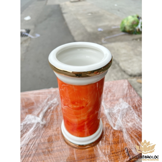 Ống đựng nhang họa tiết Đá Hoa Cương - Màu Đỏ Cao 22cm