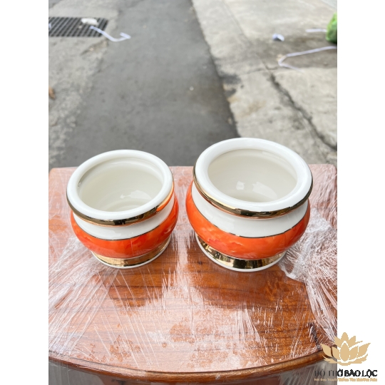 Bát nhang sứ họa tiết Đá Hoa Cương cao 8cm ngang 10cm  - Màu Đỏ 