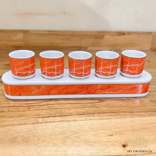 Chum nước, áng nước sứ họa tiết Đá Hoa Cương bộ 5 ly – Màu Đỏ