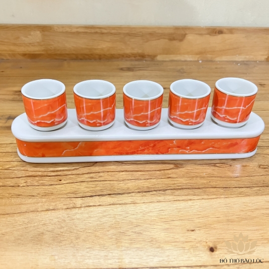 Chum nước, áng nước sứ họa tiết Đá Hoa Cương bộ 5 ly – Màu Đỏ