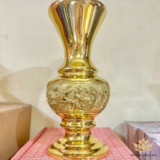 Bình Bông Mai Liễu Bằng Đồng Thương Hiệu Vĩnh Tiến Cao 21cm [BBML-1.5] 
