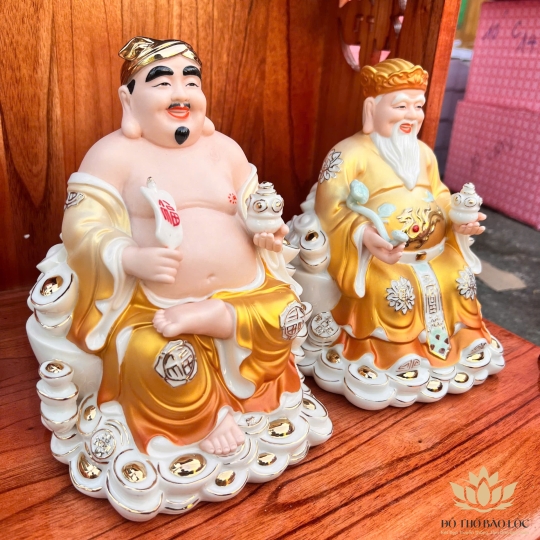 [8inch] Tượng Thần Tài Thổ Địa Sứ cao cấp nhập khẩu Đài Loan Cao 20cm- 2 màu trắng, vàng- Mã C09