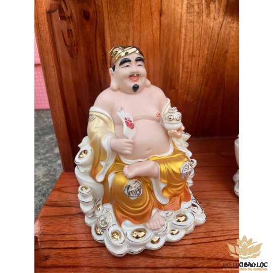 [8inch] Tượng Thần Tài Thổ Địa Sứ cao cấp nhập khẩu Đài Loan Cao 20cm- 2 màu trắng, vàng- Mã C09