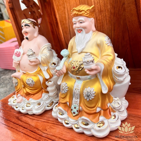 [8inch] Tượng Thần Tài Thổ Địa Sứ cao cấp nhập khẩu Đài Loan Cao 20cm- 2 màu trắng, vàng- Mã C09