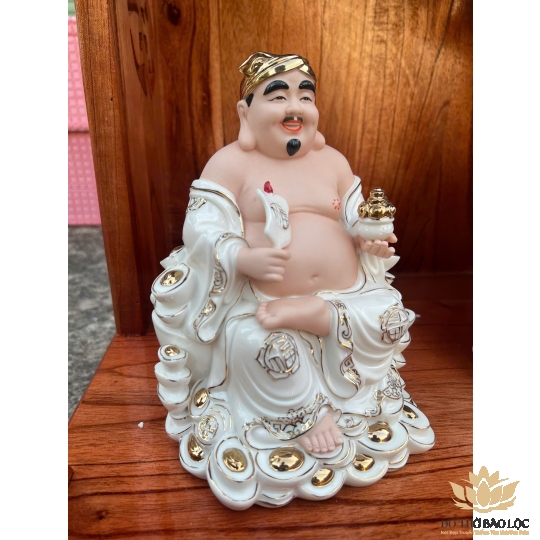 [8inch] Tượng Thần Tài Thổ Địa Sứ cao cấp nhập khẩu Đài Loan Cao 20cm- 2 màu trắng, vàng- Mã C09