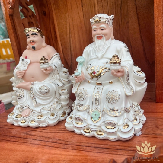 [8inch] Tượng Thần Tài Thổ Địa Sứ cao cấp nhập khẩu Đài Loan Cao 20cm- 2 màu trắng, vàng- Mã C09
