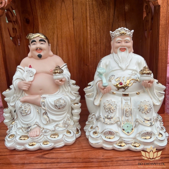 [8inch] Tượng Thần Tài Thổ Địa Sứ cao cấp nhập khẩu Đài Loan Cao 20cm- 2 màu trắng, vàng- Mã C09