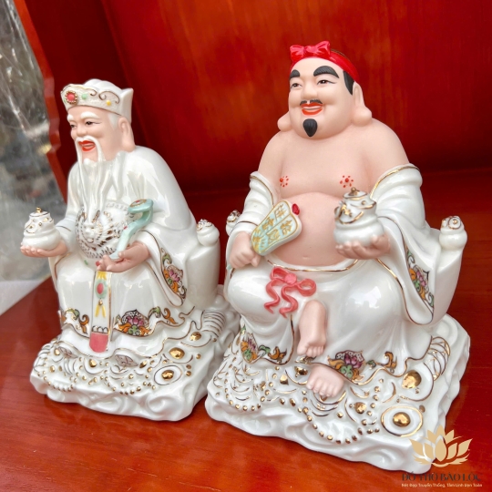 [8inch] Tượng Thần Tài Thổ Địa Sứ Đức Hóa cao cấp nhập khẩu Đài Loan Cao 21cm- 2 màu ( Trắng , Vàng )