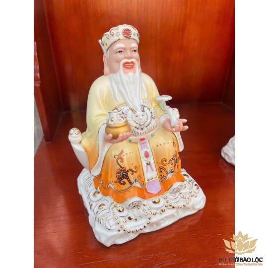 [8inch] Tượng Thần Tài Thổ Địa Sứ Đức Hóa cao cấp nhập khẩu Đài Loan Cao 21cm- 2 màu ( Trắng , Vàng )