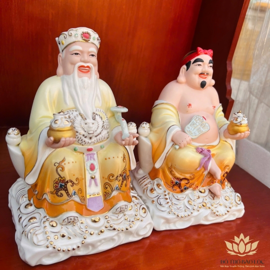 [8inch] Tượng Thần Tài Thổ Địa Sứ Đức Hóa cao cấp nhập khẩu Đài Loan Cao 21cm- 2 màu ( Trắng , Vàng )