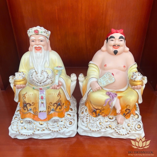 [8inch] Tượng Thần Tài Thổ Địa Sứ Đức Hóa cao cấp nhập khẩu Đài Loan Cao 21cm- 2 màu ( Trắng , Vàng )