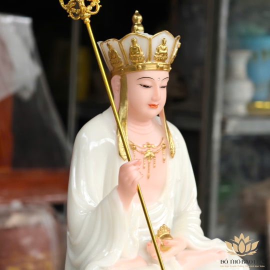Tượng Địa Tạng Vương Bồ Tát ngồi Đài Sen cao 30cm