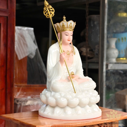 Tượng Địa Tạng Vương Bồ Tát ngồi Đài Sen cao 30cm