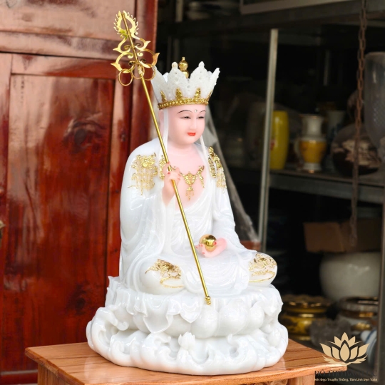 Tượng Địa Tạng Vương Bồ Tát ngồi Đài Sen 2 cỡ cao 30cm và 37cm – H91176