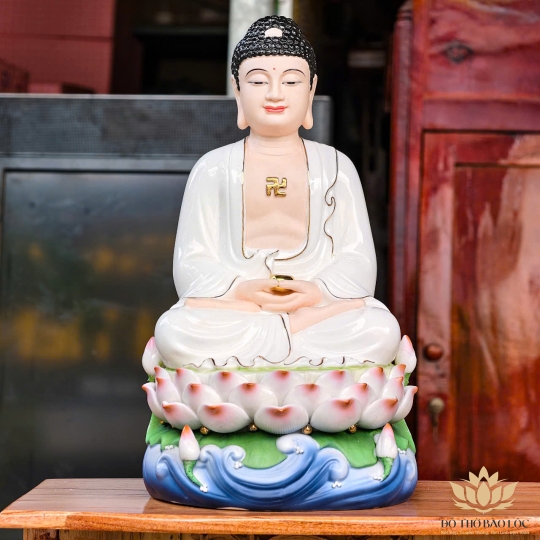 Tượng Phật A Di Đà bằng sứ đức hóa cao 33cm