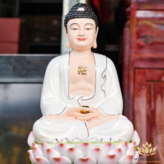 Tượng Phật A Di Đà bằng sứ đức hóa cao 33cm
