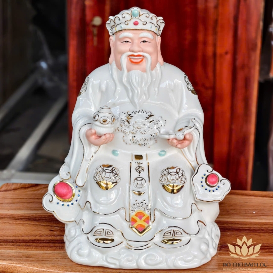 [C13] Tượng Thần Tài Thổ Địa Bằng Sứ Đức Hóa Nhập Khẩu Cao Cấp – TRẮNG