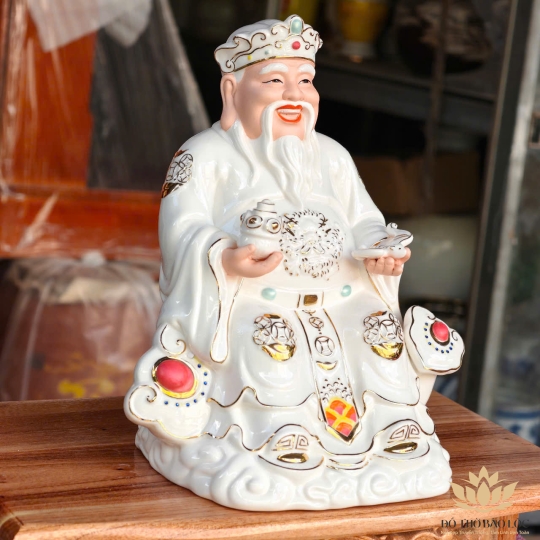 [C13] Tượng Thần Tài Thổ Địa Bằng Sứ Đức Hóa Nhập Khẩu Cao Cấp – TRẮNG