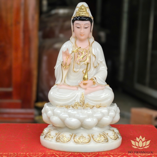 Tượng Quan Thế Âm Bồ Tát bằng đá cao cấp cao 30cm