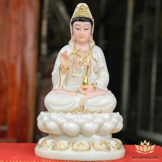 Tượng Quan Thế Âm Bồ Tát bằng đá cao cấp cao 30cm