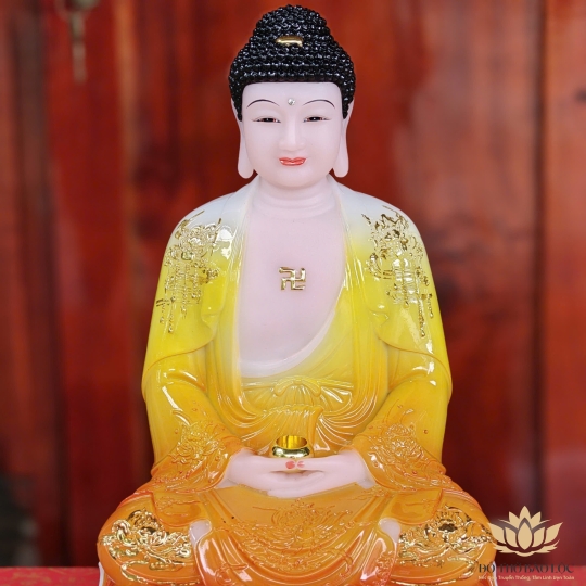 Tượng Phật A Di Đà ngồi trên đài sen bằng đá cao cấp cao 30cm