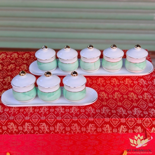 Chum nước, áng nước sứ hoạ tiết đá hoa cương màu xanh lá CÓ NẮP