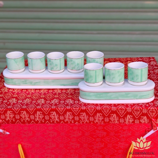 Áng nước thờ sứ cao cấp họa tiết đá hoa cương xanh lá