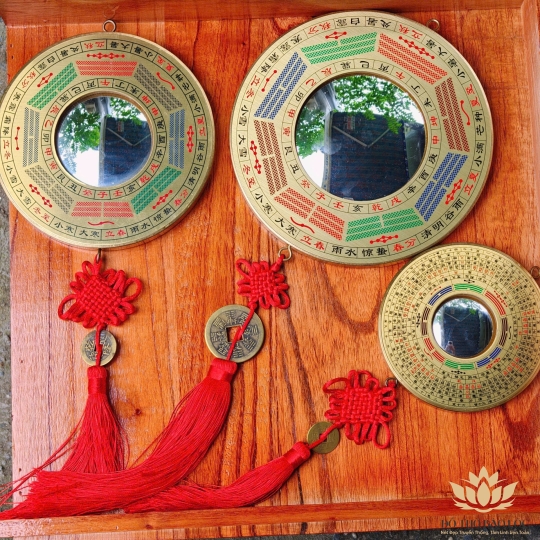 Gương Bát Quái Âm Dương Thái Cực bằng Đồng nguyên chất - 3 cỡ (ĐK: 12cm, 16cm, 19cm) - Tiên Thiên Bát Quái Thái Cực